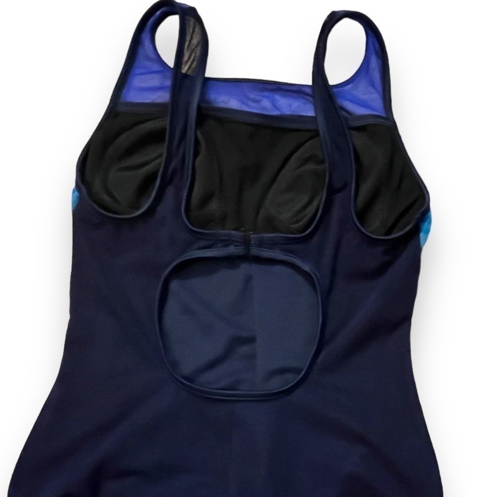 VTG 90s JAG Swimsuit One Piece Navy Mesh Lined Cut Out Back Shelf Bra Size10 - Picture 10 of 11